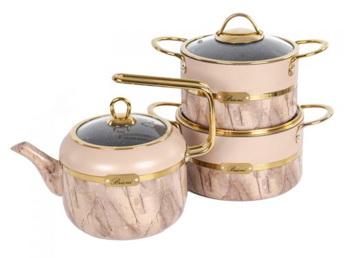 Набiр з 3 пр. Brioni "Selection Plus Biege"(Каструля 18 см 2,5 л /каструля 20 см 2,7 л / чайник 2,5