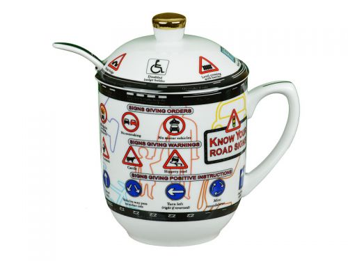 Кружка заварювальна "Дорожні знаки" з ложкою, 300мл