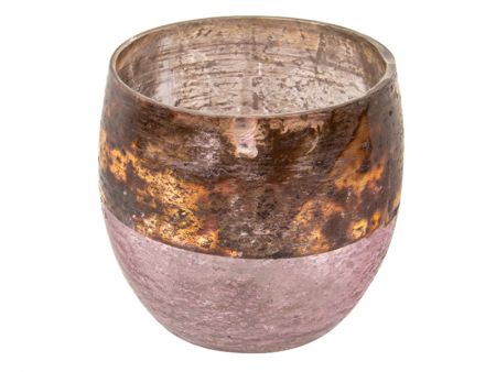 Скляний свічник декоративний 9x10см рожевий