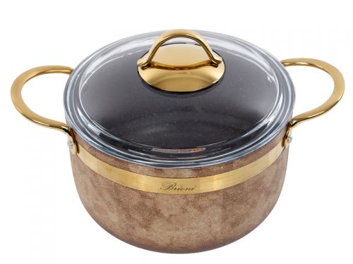 Набiр з 3 пр. Brioni "Royal Stone Ti̇gereye Gold" (Каструля 18 см 2,5 л / каструля 20 см 3 л / чайни