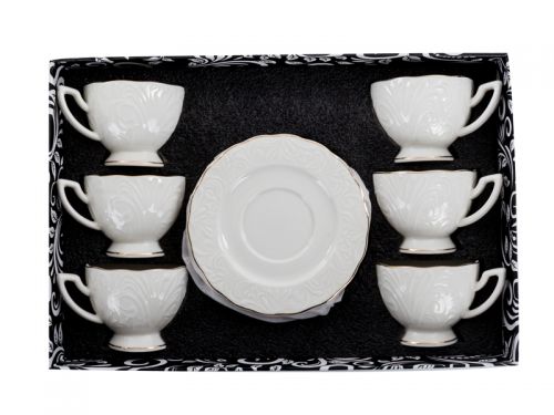 Кавовий набір 12 пр. 90 мл білий із золотом