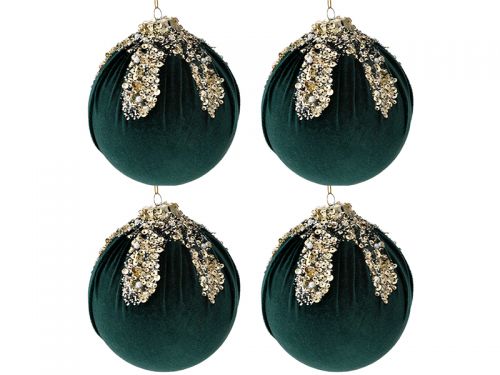 Набір з 4-х куль вельвет темно-зелений, 10см