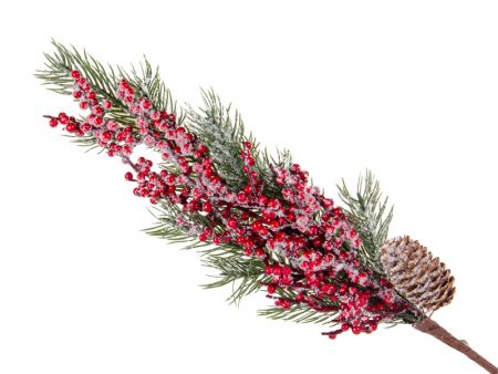 Гілка декоративна хвойна з ягідками 60 см (пластик)