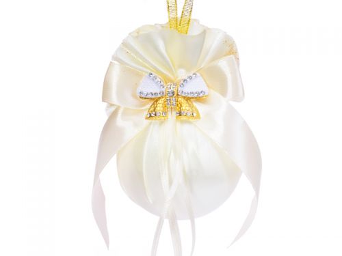 Ялинкова куля Ø 8 см атласна з аксесуаром бант 