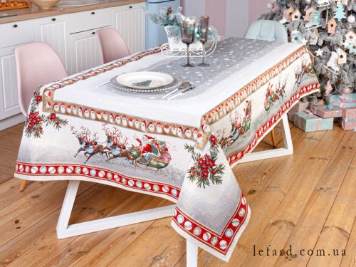 Скатертина гобеленова новорічна з люрексом 100х100см