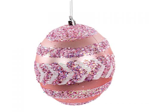 Набір ялинкових прикрас із 8 штук 10 см рожевий (пластик)