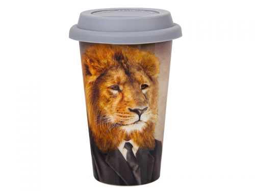Кружка з силіконовою кришкою "Лев" 350 мл