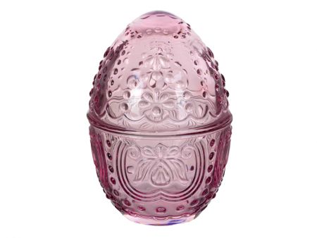 Ємність для зберігання «Яйце» 10х10х15,5 см 300 мл рожева (скло)