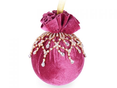 Ялинкова куля Ø 10 см з ажурною прикрасою "Бордова феєрія"