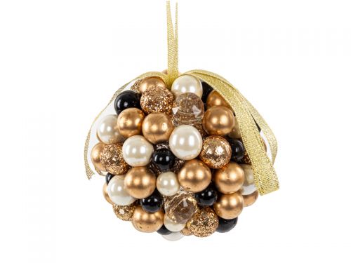 Ялинкова прикраса 9 см чорна із золотом (пластик)