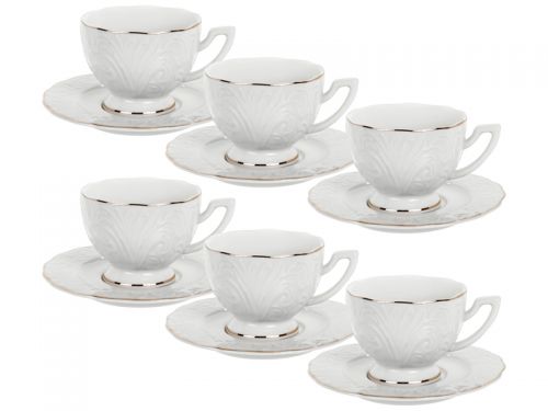 Кавовий набір 12 пр. 90 мл білий із золотом