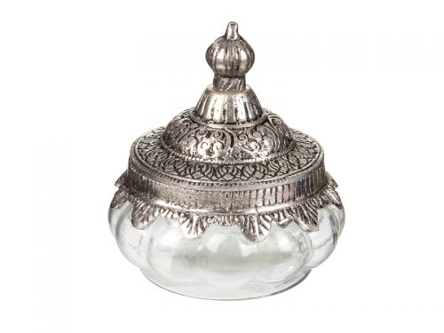 Скляна декоративна банка з металевою кришкою 9x9 см