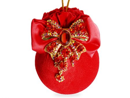 Ялинкова куля Ø 8 см з червоним бантиком 