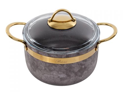 Набiр з 3 пр. Brioni "Royal Stone Sandstone gold" (Каструля 18 см 2,5 л / каструля 20 см 3 л / чайни