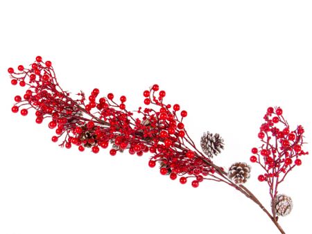 Гілка декоративна хвойна з ягідками 65 см (пластик)