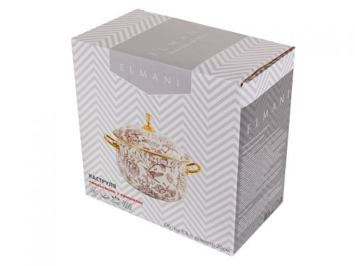 КАСТРУЛЯ ЕМАЛЬОВАНА "BUTTERFLY" ELMANI З КРИШКОЮ 3,8Л 20СМ