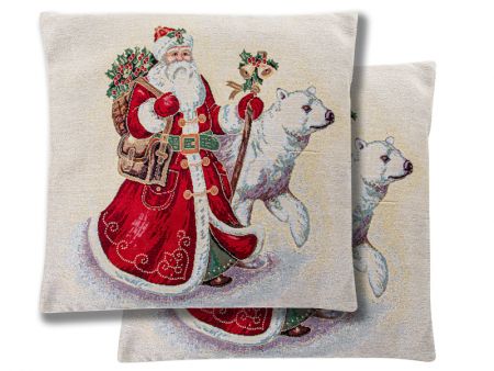 Наволочка новорічна гобеленова з люрексом 