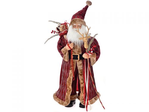 Різдвяний Санта Клаус вельвет бургунди, 95см