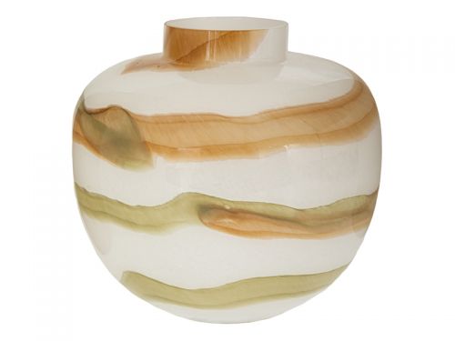 Скляна ваза в кремову смужку дим 25x25 см