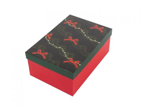 Подарункова коробка прямокутна новорічна 21х14х8 см.