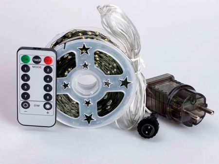 Гірлянда декоративна Роса 100м зелена нитка жовта (з пультом від мережі)