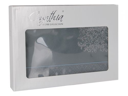 Скатертина 160х250 см Plain зі стразами, темно-зелений