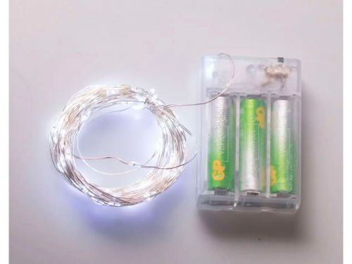 Гірлянда декоративна Роса 10м біла нитка біла (на батарейках)