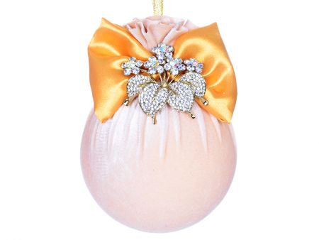 Ялинкова куля Ø 10 см квіти на золотому бантику 