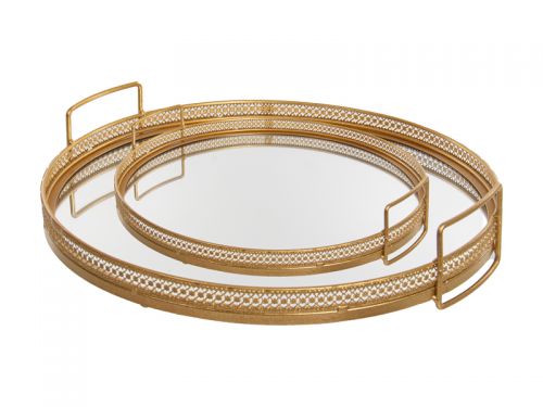 Набір із 2-х підносів 39,5х8,5/32х8,5 см (метал/скло)