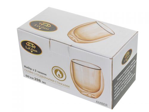 Набір з 2-х кухлів з подвійними стінками Le Glass "Amber" 298 мл 9,5 см